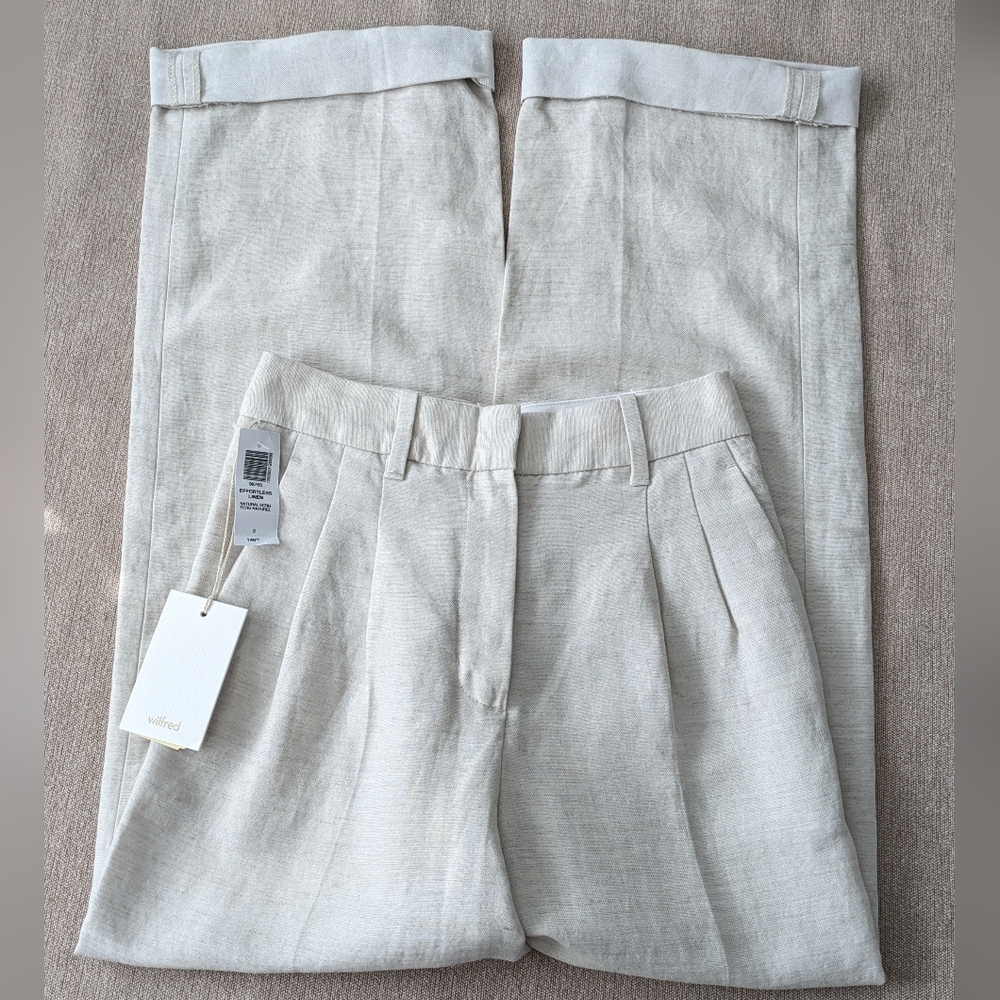 Aritzia Wilfred Effortless Linen Pants In Natural Ecru 0